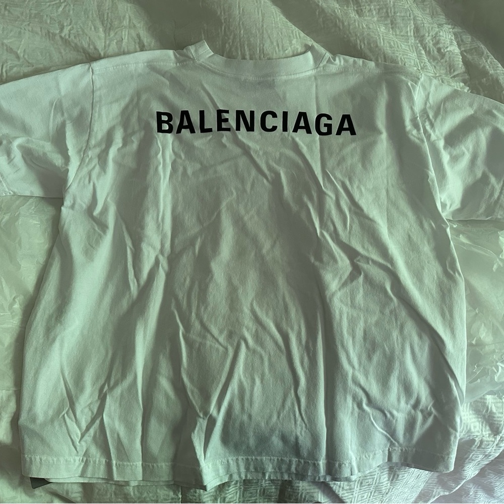 BALENCIAGA White 578124 WHITE Logo T-Shirt Tops XS Men